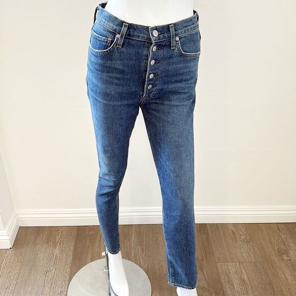 Citizens Of Humanity Olivia High Rise Slim Ankle Denim Jeans Exposed Button Fly - Picture 1 of 9